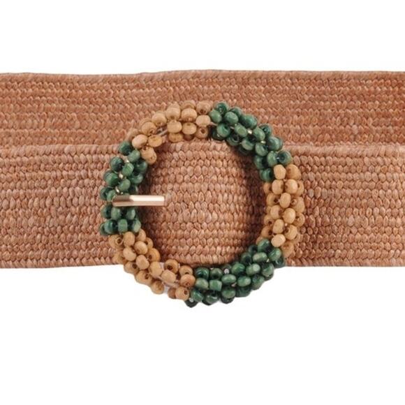 Boho Beaded Circle Buckle Stretch Belt - Picture 2 of 3